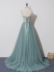 Prom Dress Sales, Green A Line Lace Long Prom Dresses, A Line Green Lace Long Formal Evening Dresses