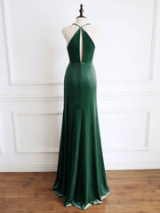 Bridesmaid Dress Websites, Green Mermaid Velvet Long Prom Dress, Green Formal Evening Dresses