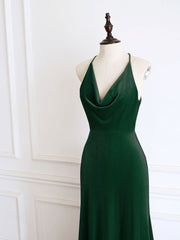 Bridesmaid Dresses Websites, Green Mermaid Velvet Long Prom Dress, Green Formal Evening Dresses