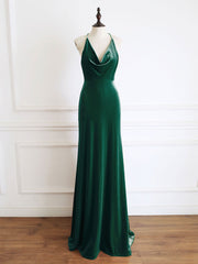 Bridesmaids Dresses Websites, Green Mermaid Velvet Long Prom Dress, Green Formal Evening Dresses