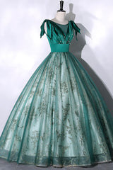 Sparklie Dress, Green Satin Tulle Long Prom Dress, Elegant A-Line Formal Dress