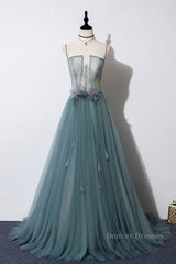 Party Dresses Ideas, Green sweetheart tulle lace long prom dress green formal dress
