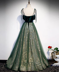 Bridesmaid Dresses Beach Wedding, Green Tulle Lace Long Prom Dress Green Tulle Lace Formal Dress