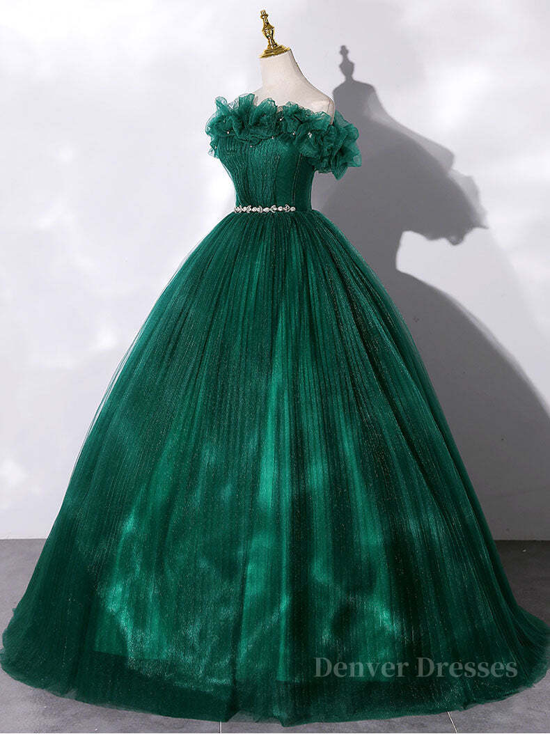 Prom Dress Ideas 2057, Green tulle off shoulder long prom dress green tulle formal gown