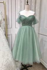 Bridesmaids Dresses For Beach Wedding, Green Tulle Short A-Line Prom Dress, Cute A-Line Homecoming Party Dress