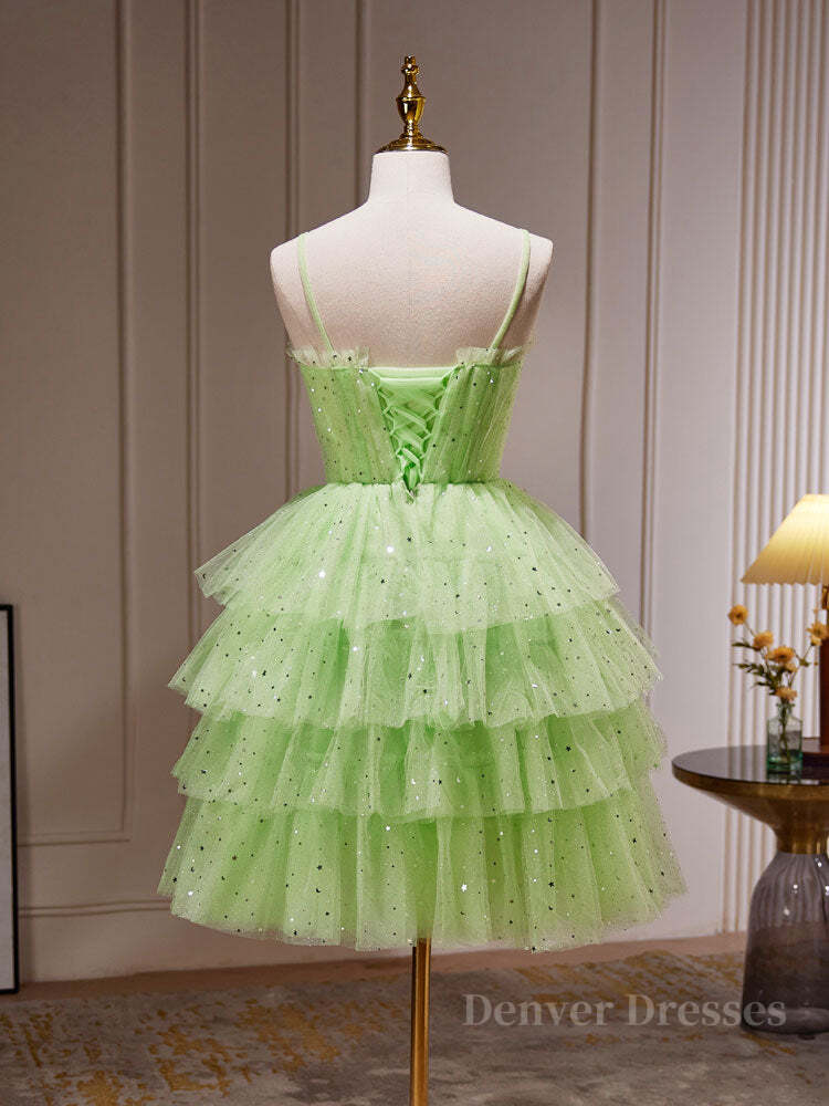 Bridesmaid Dresses In Store, Green Tulle Short Prom Dress, Cute Green Homecoming Dresses