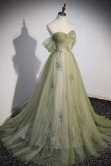 Homecoming Dresses Under 50, Green Tulle Sweetheart Neckline Long Prom Dress, Green Strapless Evening Dress