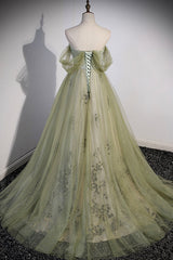 Homecoming Dress Under 50, Green Tulle Sweetheart Neckline Long Prom Dress, Green Strapless Evening Dress