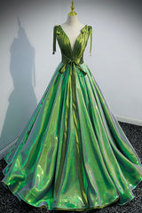 Red Carpet Dress, Green V-Neck Long A-Line Prom Dress, Simple Green Evening Party Dress