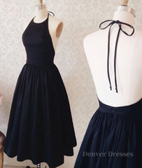 Bridesmaids Dress Trends, Halter Neck Backless Black Short Prom Dress, Black Homecoming Dress