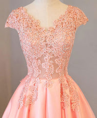 Prom Dress Vintage, Custom Made V Neck Lace Long Prom Dress, Lace Evening Dress