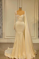 Bridesmaid Dresses Mismatching, Ivory One Shoulder Asymmetric Prom Dress with Ruffles
