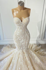 Wedding Dresses Cost, Ivory Sweetheart Strapless Long Mermaid Wedding Dress
