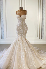 Wedding Dress Costs, Ivory Sweetheart Strapless Long Mermaid Wedding Dress