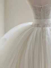 Party Dress Cocktail, Light Champagne Ball Gown Tulle Sweetheart Long Prom Dress, Beautiful Formal Dress Sweet 16 Dress