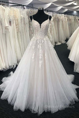 Autumn Wedding, Light champagne tulle lace long prom dress lace formal dress