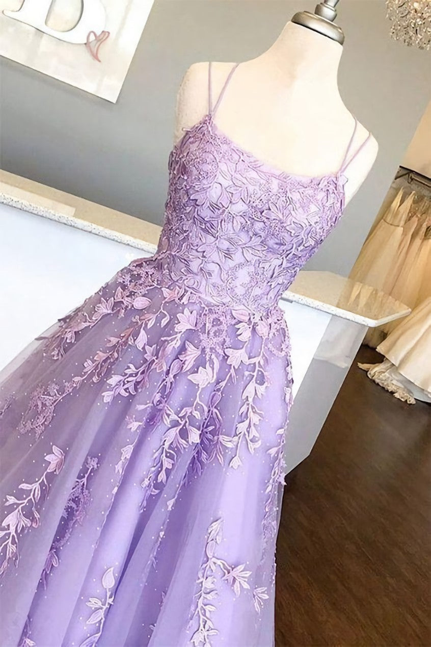 Party Dress Designs, Lilac Prom Dresses with Appliques, Long Princess Prom Dress, Prom Dance Dress, Formal Prom Dress