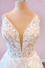 Wedding Dresses Back, Long A-Line Sweetheart Spaghetti Straps Tulle Wedding Dress