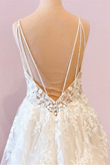 Wedding Dress Backs, Long A-Line Sweetheart Spaghetti Straps Tulle Wedding Dress