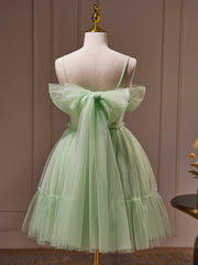 Party Dresses For Girl, Green Tulle Lace Short Prom Dress, Cute Homecoming Dress, Green Party Dress