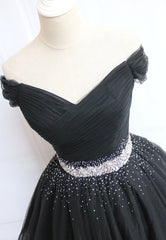 Fall Wedding Color, Black Off the Shoulder Short Prom Dress, A-Line Homecoming Dress