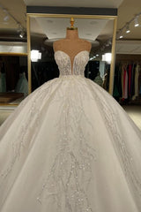 Wedding Dress Styling, Luxury Long Ball Gown Sweetheart Glitter Wedding Dress