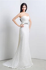 Wedding Dress Classy Elegant, Mermaid Sweetheart Lace Rhinestone Long Wedding Dresses