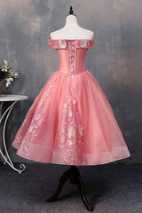 Prom Dresses Style, A-line Off-Shoulder Short Prom Dresses Appliques Sweet 16 Gown