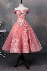 Prom Dresses For 028, A-line Off-Shoulder Short Prom Dresses Appliques Sweet 16 Gown