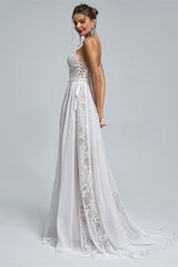 Weddings Dresses Lace, Spaghetti Straps Beach Wedding Dresses With Adjustable Drawstring