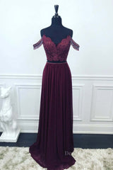 Formal Dresses Online, Off Shoulder Two Pieces Purple Lace Long Prom Dress, 2 Pieces Purple Formal Dress, Purple Lace Evening Dress