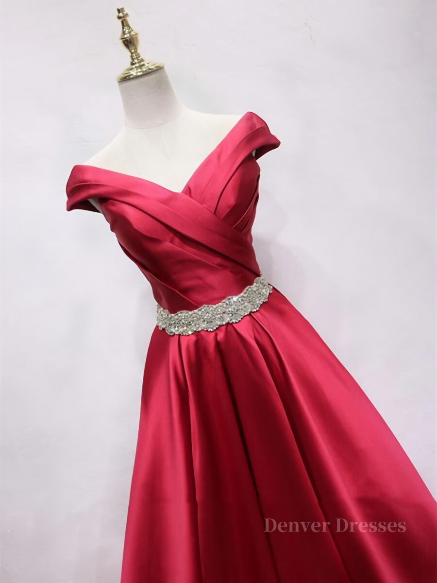 Bridal Bouquet, Off the Shoulder Burgundy Long Prom Dresses, Off Shoulder Wine Red Formal Evening Dresses