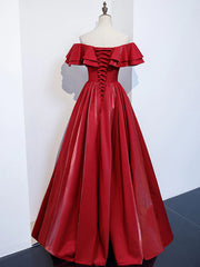 Dress To Wear To A Wedding, Off the Shoulder Burgundy Long Prom Dresses, Off Shoulder Wine Red Long Formal Evening Dresses