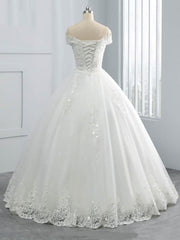 Wedding Dress Outlets, Off-the-Shoulder Lace Sequins Ball Gown Wedding Dresses