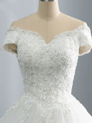 Wedding Dress Outlet, Off-the-Shoulder Lace Sequins Ball Gown Wedding Dresses