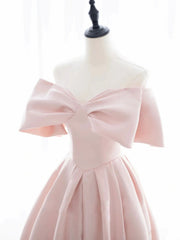 Homecoming Dresses Simpl, Off the Shoulder Light Pink Long Prom Dresses, Light Pink Long Formal Graduation Dresses