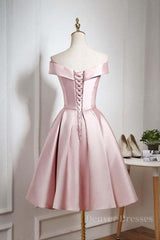 Party Dresses Styles, Off The Shoulder Pink Homecoming Dresses Short Prom Dresses, Off Shoulder Graduation Dresses, Formal Dresses, Evening Dresses