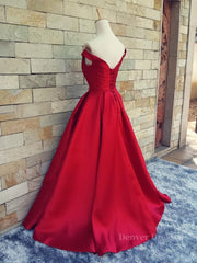 Bridesmaids Dresses Neutral, Off the Shoulder Red Long Prom Dresses, Red Long Formal Evening Dresses
