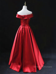 Dream Wedding, Off the Shoulder Red Long Prom Dresses, Red Off Shoulder Long Formal Evening Dresses