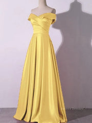 Bridesmaid Dresses Uk, Off the Shoulder Satin Long Prom Dresses, Satin Formal Bridesmaid Dresses