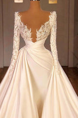 Wedding Dresses With Sleeve, Off the Shoulder Sequined Fur Satin Wedding Party Gown Sleeveless/Long Sleevess styles