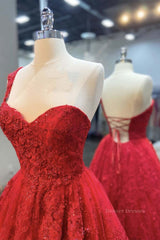 Bridesmaids Dress Under 132, One Shoulder Open Back Red Lace Long Prom Dresses, Sweetheart Neck Red Lace Formal Dresses, Red Evening Dresses
