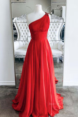 Formal Dress Black, One Shoulder Open Back Red Long Prom Dresses, Backless Red Formal Graduation Evening Dresses