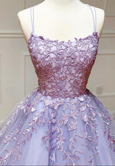 Bridesmaid Dressing Gowns, Purple Lace Long Prom Dresses, A-Line Backless Evening Dresses