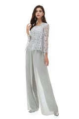 Long Dress Formal, Pant Suits Lace Bateau Neckline Long Sleeves Mother Of The Bride Dresses