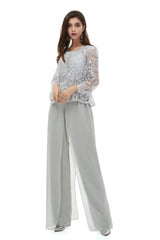 Strapless Dress, Pant Suits Lace Bateau Neckline Long Sleeves Mother Of The Bride Dresses