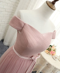 Prom Dresses Black Girl, Pink A LineTulle Off Shoulder Long Prom Dress, Evening Dress