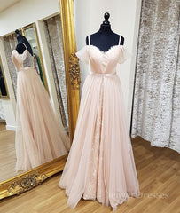 Mafia Dress, Pink sweetheart neck tulle long prom dress, pink evening dress