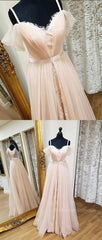 Dress Design, Pink sweetheart neck tulle long prom dress, pink evening dress