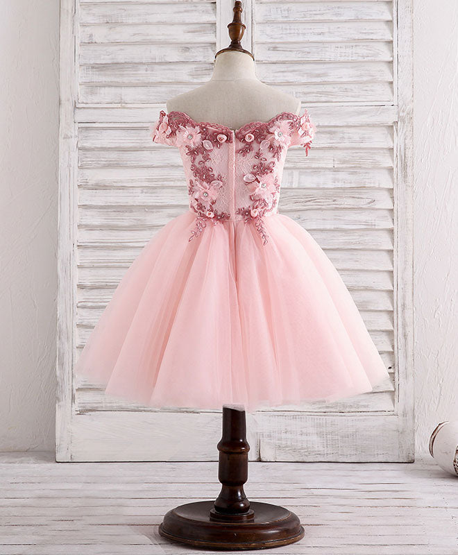 Prom Dresses Green, Pink Tulle Lace Applique Short Flower Girl Dresses